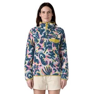 Patagonia women's lightweight synch snap-t fleece floral pullover Size XL